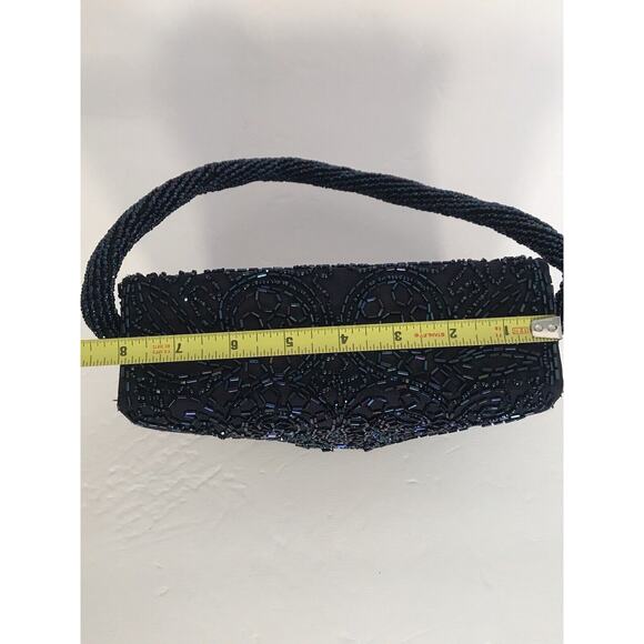 Silk Taffeta Beaded Bucket Purse Handbag Embellished Rauf Co Snap Vintage - Picture 9 of 16